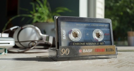 Cassette and earphones - retro wallpaper