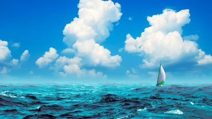 Sailboat on the water - creative wallpaper
