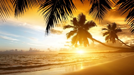 Coucher de soleil sur la plage
