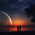 Lune romantique - création art