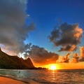 Coucher de soleil plage de Hawaii