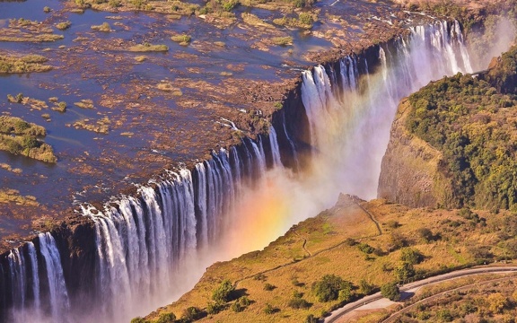 Vue aerienne - chutes d'eau Victoria - Zimbabwe