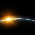 Coucher de soleil depuis l'espace