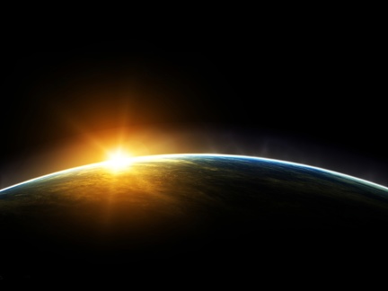 Coucher de soleil depuis l'espace