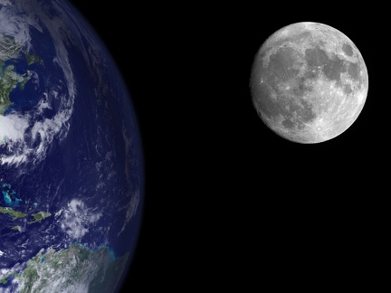 Lune et Terre dans l'espace