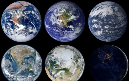 Différentes vues de la terre depuis l'espace