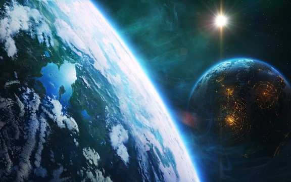 Fond d'écran Fantastic - Espace - Les 2 planètes