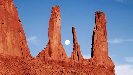 Moon through rocks - Colorado