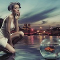 Montage photo femme - poisson rouge - Paris