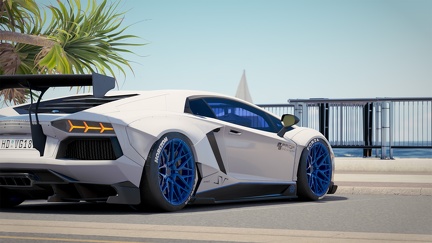 Lamborghini customisée - bord de mer