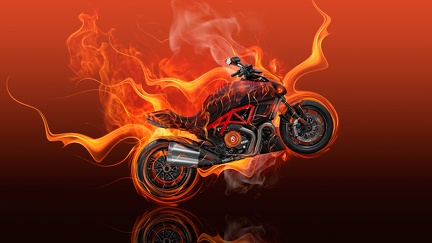 Ducati en feu - fond d'écran 
