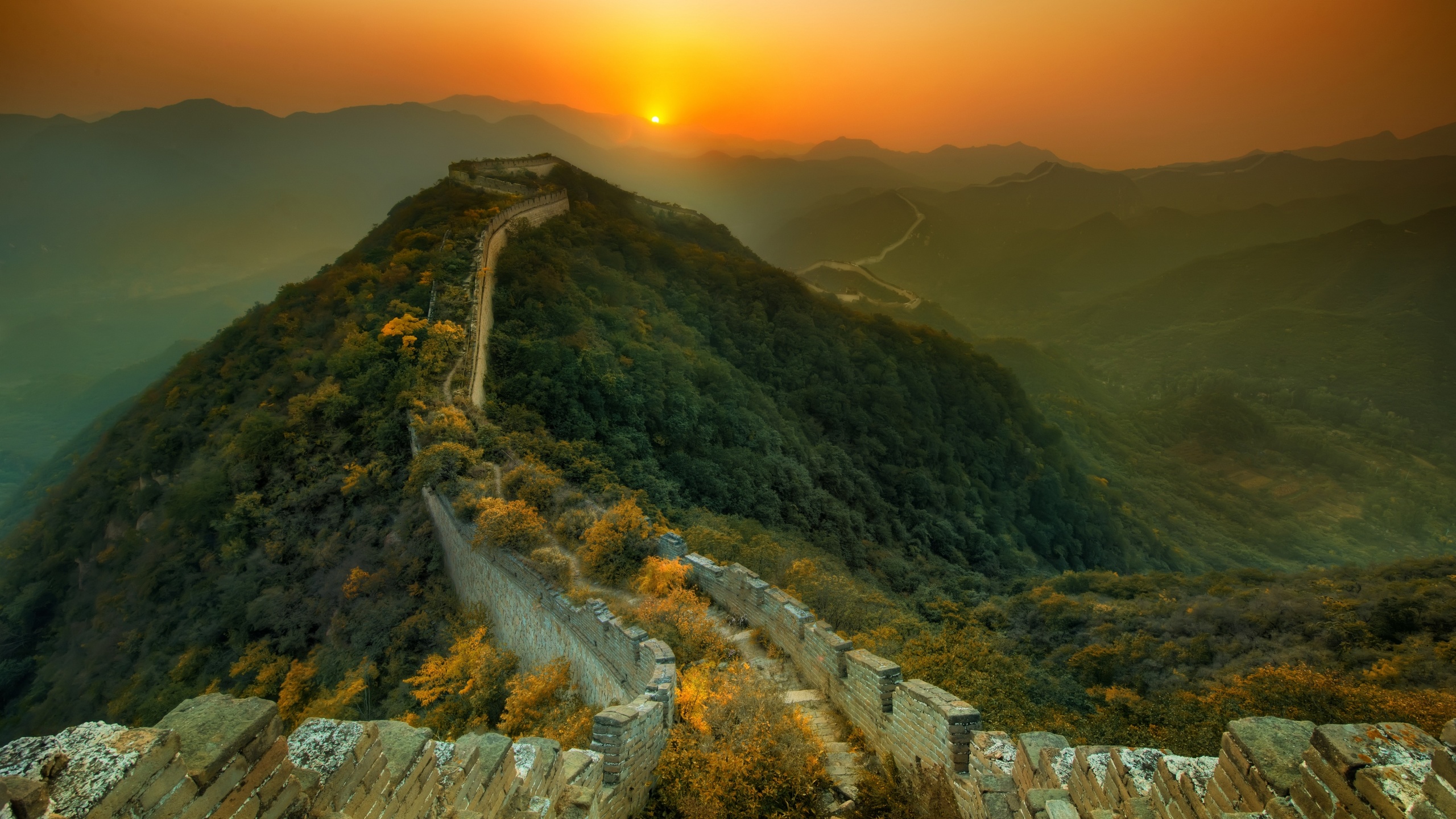 Grande muraille de Chine - coucher de soleil