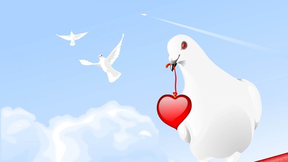 Création graphique - colombes et coeur
