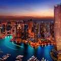 Dubaï de nuit - vue aerienne